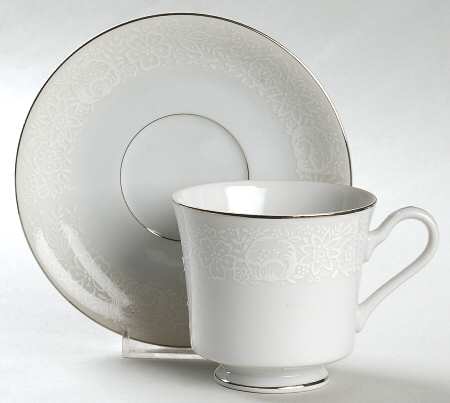 White Mist Footed Cup & Saucer Set
