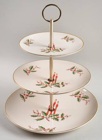 Christmas (Coupe) 3-Tiered Serving Tray (DP, SP, BB)