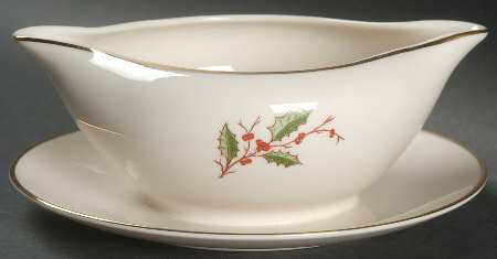 Christmas (Coupe) Gravy Boat with Attached Underplate
