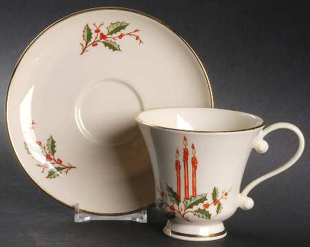 Christmas (Coupe) Footed Cup & Saucer Set