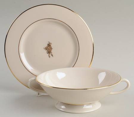 Heirloom Cream Soup Bowl & Bread Plate/Saucer  Set
