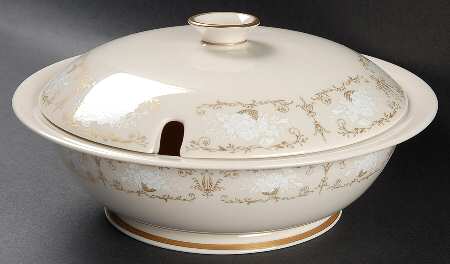 Kenwood Castle Gold and White Round Covered Vegetable