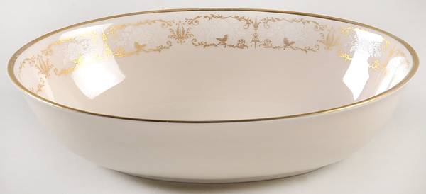 Kenwood Castle Gold and White 9" Oval Vegetable Bowl