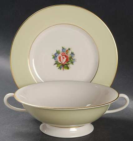 Romance Rose Cream Soup Bowl & Bread Plate/Saucer  Set