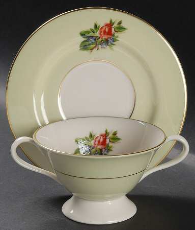 Romance Rose Footed Bouillon Cup & Saucer