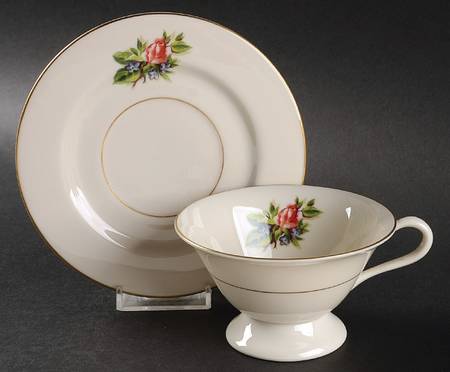 Romance Rose Footed Cup & Saucer Set by Fine Arts