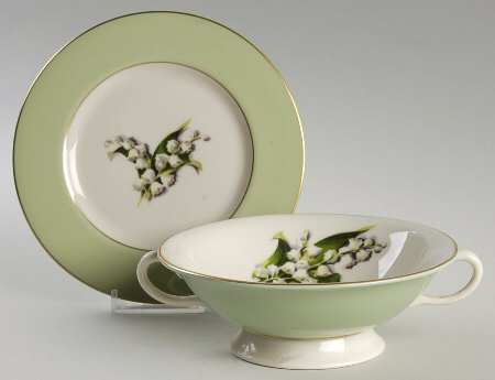 Springtime Cream Soup Bowl & Bread Plate/Saucer  Set