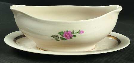 Sweetheart Rose Gravy Boat with Attached Underplate by Fine Arts