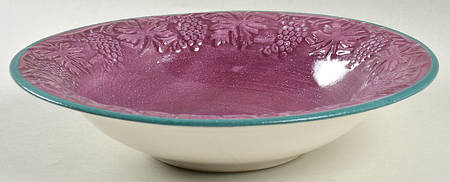 Grape Garland Embossed Pansy Purple Rim Soup Bowl