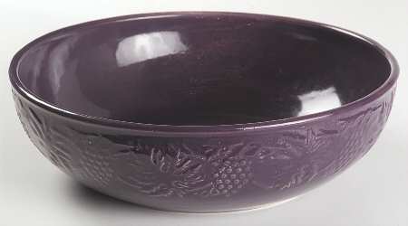 Grape Garland Embossed Pansy Purple 12" Large Salad Serving Bowl