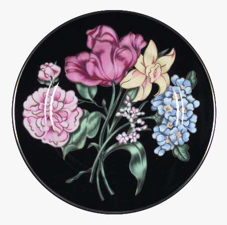 Bariolage Des Fleurs (Black Background) by Fitz and Floyd