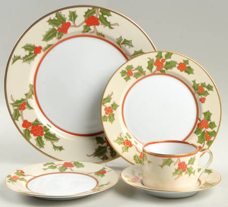Christmas Holly 5 Piece Place Setting