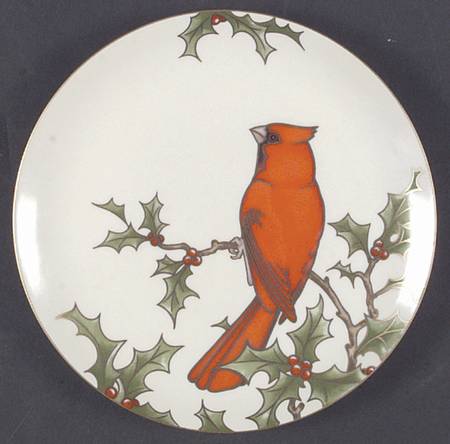 Christmas Holly Cardinal Salad Plate