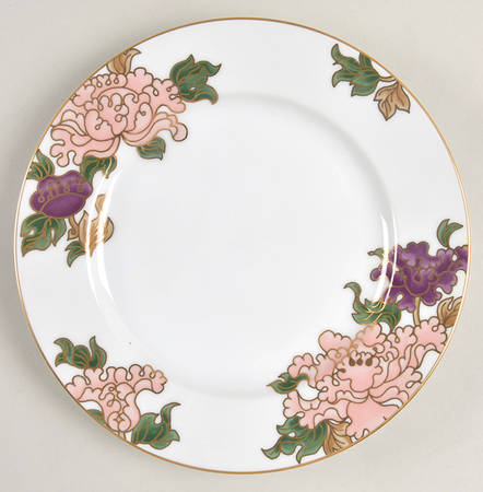 Cloisonne Peony White Salad Plate