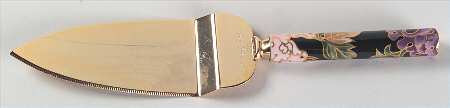 Cloisonne Peony Black Pie & Cake Server with Stainless Blade