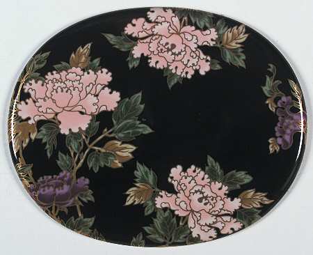 Cloisonne Peony Black Trivet