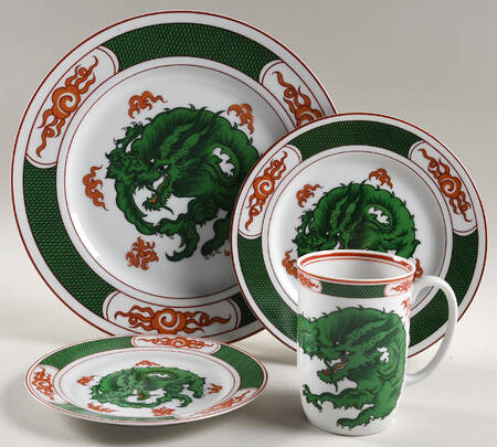 Dragon Crest Green 4 Piece Place Setting