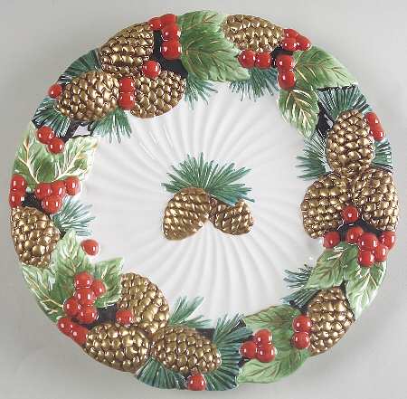 Holiday Pine Sculpted Canape Plate