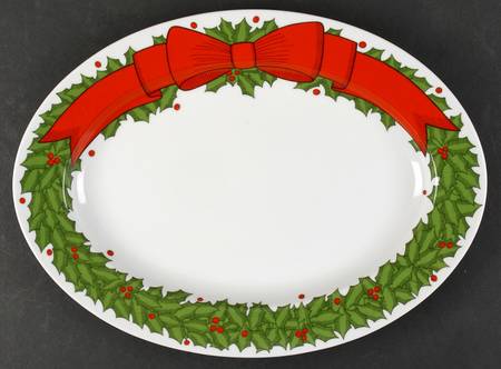 Holly Wreath 14" Oval Serving Platter