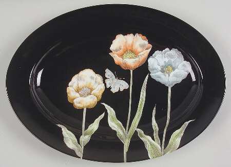 Midnight Poppy 14" Oval Serving Platter