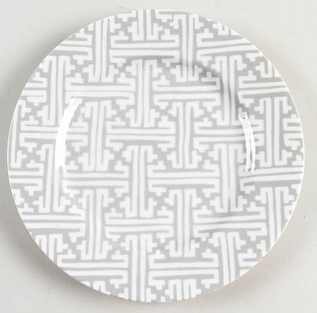 Oriental Geometric Gray Salad Plate by Fitz and Floyd