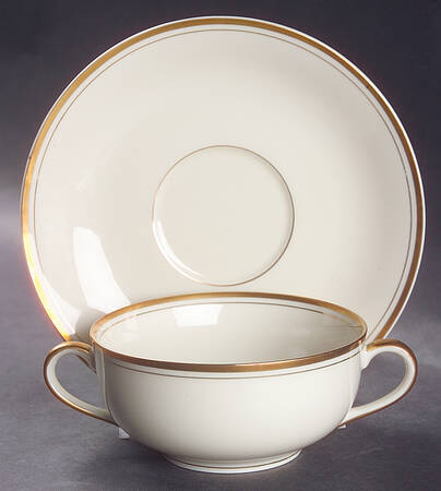 Palais Buff Flat Cream Soup Bowl & Saucer Set