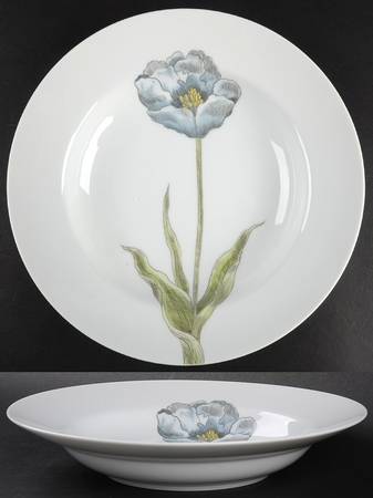 Pastel Poppy (White Background) Large Rim Soup Bowl