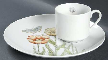 Pastel Poppy (White Background) Snack Plate & Cup Set
