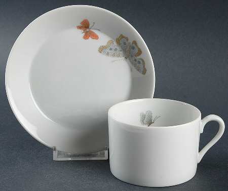 Pastel Poppy (White Background) Flat Cup & Saucer Set