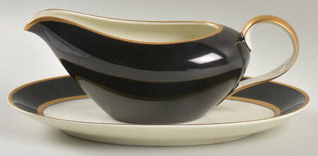 Renaissance Black On Buff Gravy Boat & Underplate/Relish