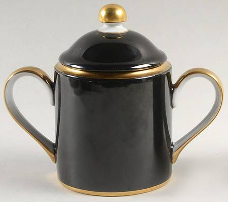 Renaissance Black On White Sugar Bowl & Lid