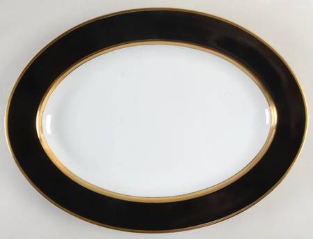 Renaissance Black On White 14" Oval Serving Platter