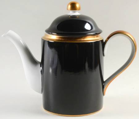 Renaissance Black On White Coffee Pot & Lid