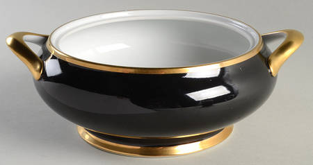 Renaissance Black On White Round Vegetable No Lid