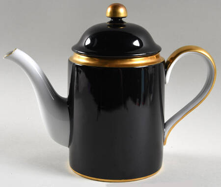 Renaissance Black On White Coffee Pot & Lid