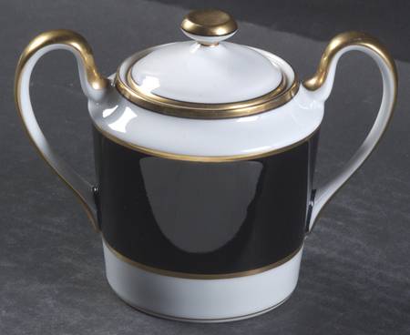 Renaissance Black On White Sugar Bowl & Lid