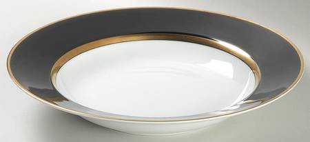 Renaissance Black On White 9" Round Vegetable Bowl