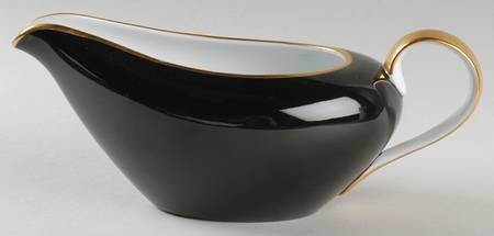 Renaissance Black On White Gravy Boat