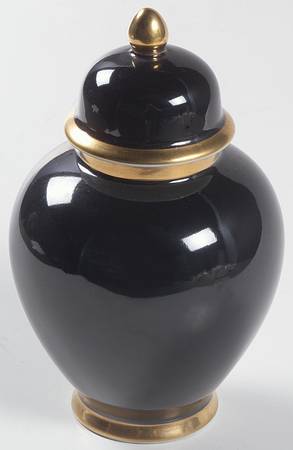 Renaissance Black On White Small Ginger Jar & Lid