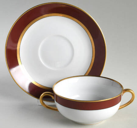 Renaissance Cinnabar Flat Cream Soup Bowl & Saucer Set
