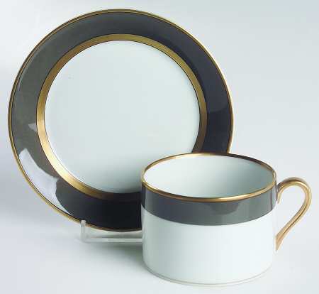 Renaissance Gray Flat Cup & Saucer Set