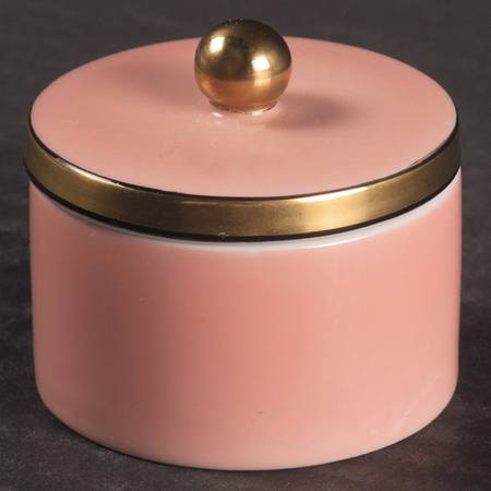 Renaissance Peach (Wide Gold Verge Line) Round Box & Lid