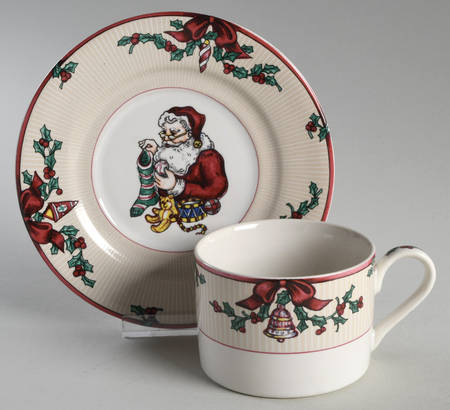 Santa's List Flat Cup & Saucer Set