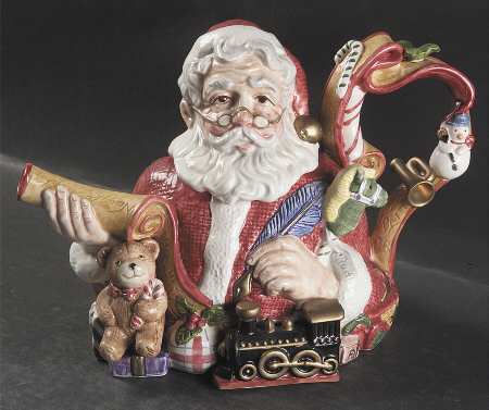 Santa's List Figural Teapot & Lid