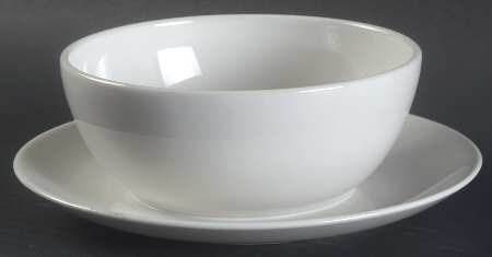 Bon Lite White Gravy Boat with Attached Underplate