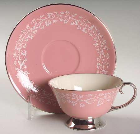 Brocade Rose (Coupe) Footed Cup & Saucer Set