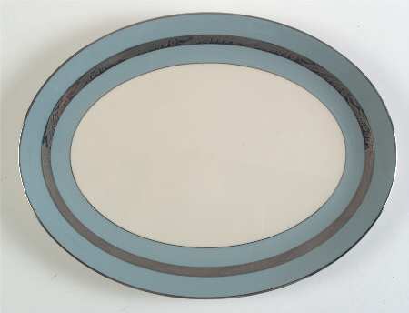 Bridal Wreath Strata Blue (Rim) 14" Oval Serving Platter