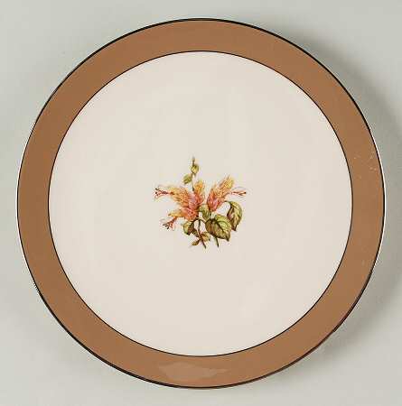 Cambria Cocoa (Platinum Trim) Coupe Salad Plate by Flintridge