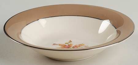 Cambria Cocoa (Platinum Trim) Rim Fruit/Dessert (Sauce) Bowl by Flintridge