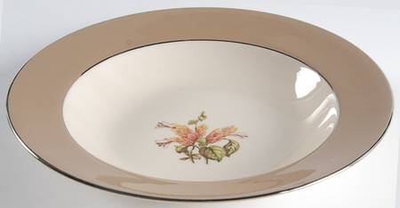 Cambria Cocoa (Platinum Trim) Rim Soup Bowl by Flintridge